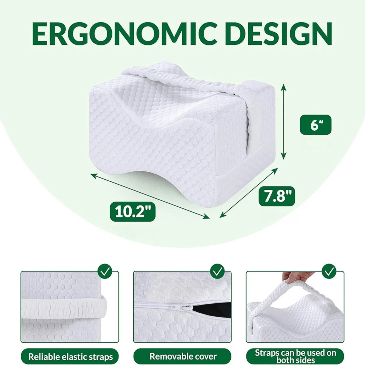 ZenKnee Pillow - Memory Foam Knee Pillow for Side Sleepers, Leg & Knee Support for Better Sleep